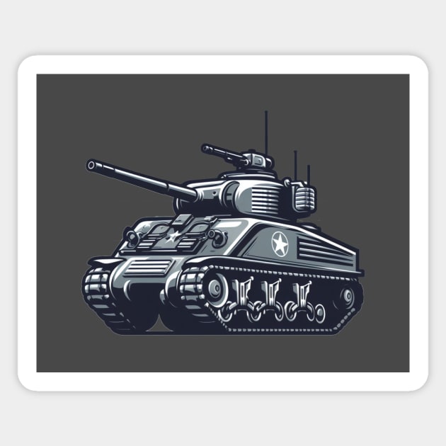 American M4 Sherman Tank: WWII Military Armor Sticker by BattlegroundGuide.com